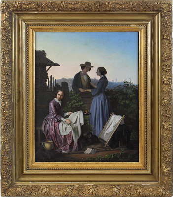 Волохов Дмитрий Петрович. Девушка за рукоделием в саду